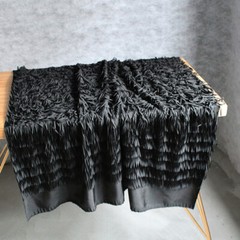 0.5m Lace Embroidery 3D Fringe Feather Stage Tassel Fabric Black/White 1.3mWidth