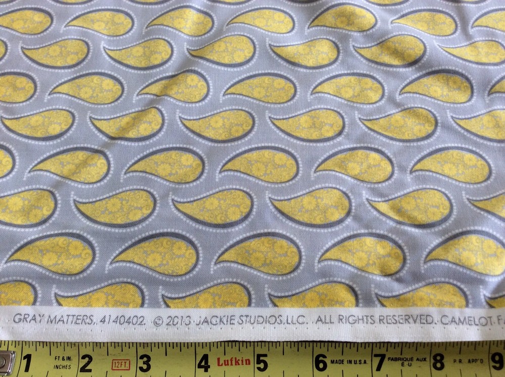CAMELOT FABRICS- GRAY MATTERS #4140402-02 PAISLEY- 3/4 YARD