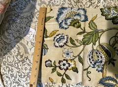 2pc Blue Floral Textured Upholstery Fabric 54”x36”Wide w/ONE Selvage+12”x29”