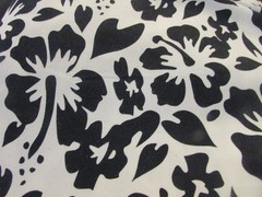 Vintage heavy cotton fabric black white hibiscus flowers upholstery crafts 5 Yds