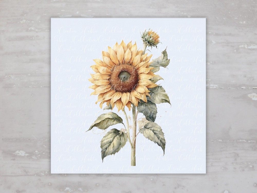 Country Cottage Sunflower Floral Fabric Panel Sewing Quilting Block A184