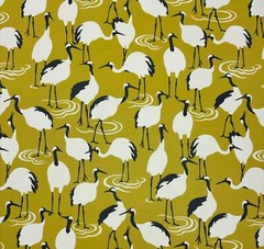 ROBERT ALLEN WINTER CRANE GOLDEN ROD BIRD YELLOW MULTIUSE FABRIC BY YARD 54″W