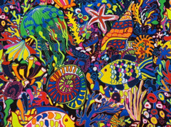 Fabric Packed Aquatic Fish on Multi Cotton TIMELESS TREASURES 1/4 yard CD 1587