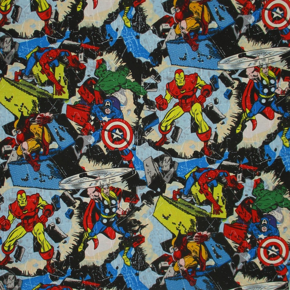 Marvel Avengers Superheroes Iron Man Captain American Blue Prewashed Remnant