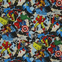 Marvel Avengers Superheroes Iron Man Captain American Blue Prewashed Remnant