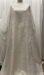 100% Silk Hand-Beaded Pearls Densely Scattered on White Fabric by the Yard 44″