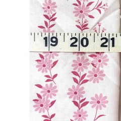 Vintage Joann Fabric 3 Yards Red Pink Daisy Floral Stripe Calico Cotton 43 Wide