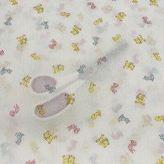Pastel Pink Yellow & Blue Animals Lightweight Cotton Blend Remnant 15″ x 45″