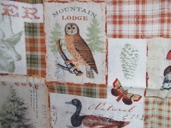 “NORTH MEMORIES” ANIMAL PATCH OWL DUCK DEER COTTON FABRIC 25X43 INCHES NEW