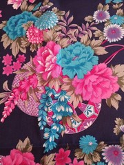 Hoffman International Fabrics “Antique Kimono’s” Fabric- 3+ Yard Piece-Navy/Pink