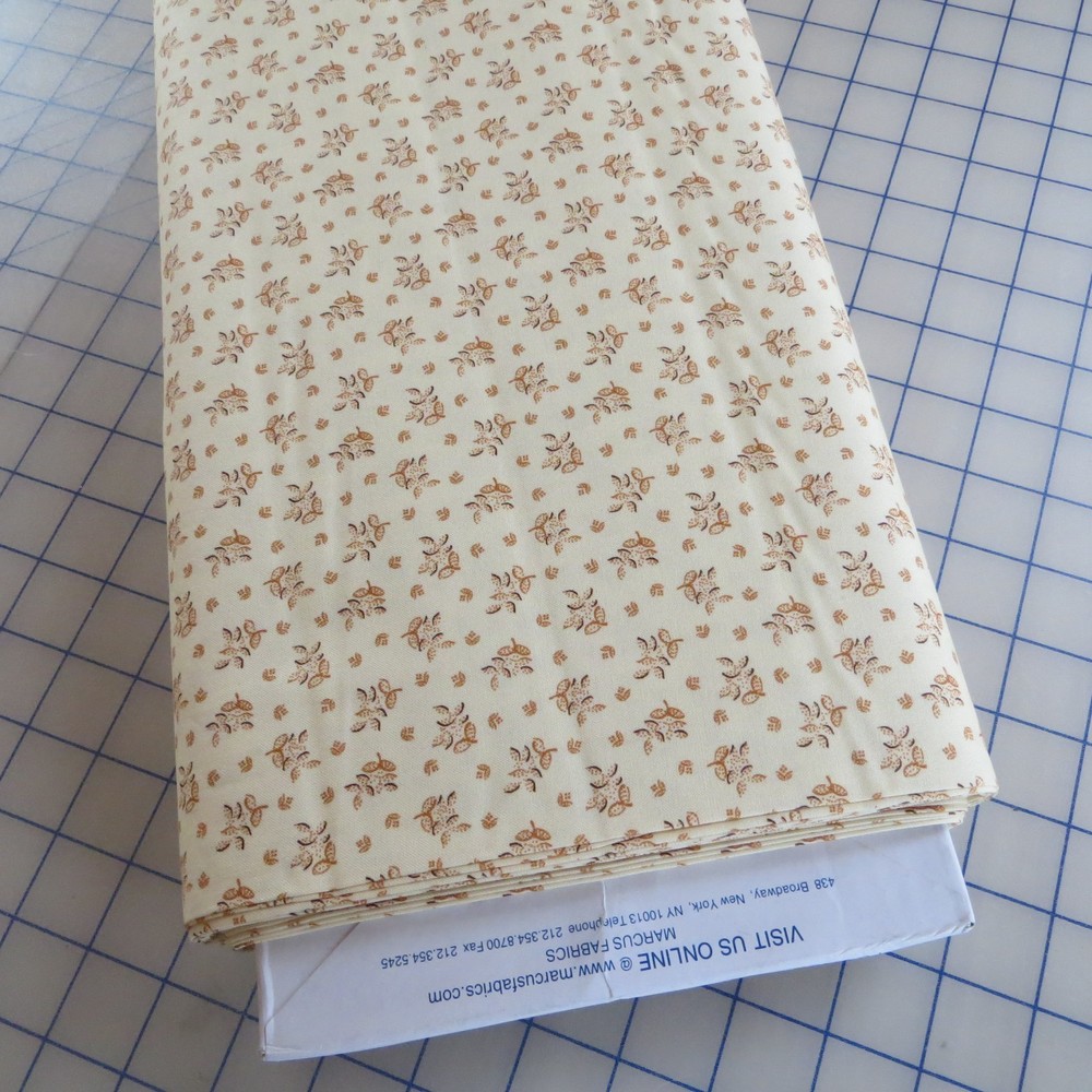 By The Yard ~ Cream Summer Leaves by Marcus $3.99 Ships ANY Amount Fabric