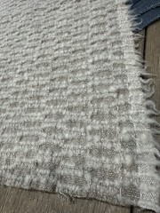 Oatmeal geometric boucle Upholstery Fabric remnant 18×54″ wool content