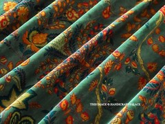 Indian Velvet Upholstery Fabric Sewing Running Fabric Green Floral By The Yard