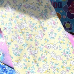 Lot fabric 1 yard each Little Dolly by Elea Lutz Multicolor . Unicorn Floral