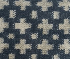 100% Wool Sweater Knit Fabric by the Yard Cross Pattern Navy Beige 4/18
