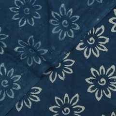 Indigo Blue Cotton Fabric By The Yard Hand Dyed Floral Dress Sewing Craft Fabric