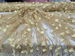 “Embroidered Fabric with 3D Flowers and Gold Lace – Sold by the Yard with Sequin