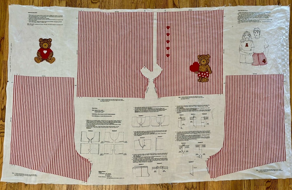 Cranston VIP Vintage Pattern Panel – Teddy Bear Boxer Shorts + Appliqué