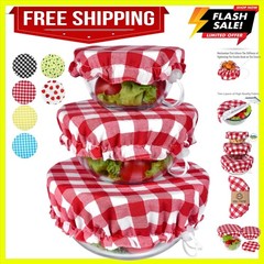 Handmade Reusable Cotton Fabric Bowl Covers – Two Layers of Fabric Set of 3, …
