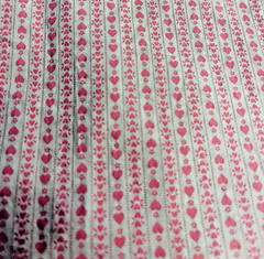 VTG Ditzy Cottagecore Tiny Pink Hearts Vertical Stripes on White BTFQ
