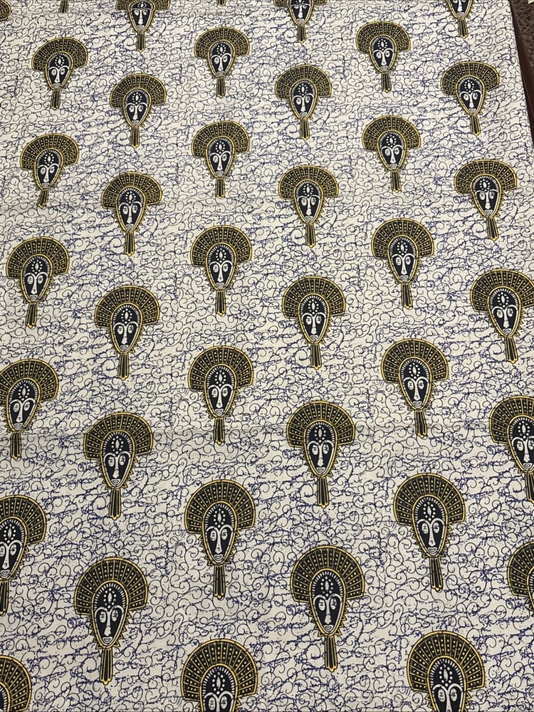 African Tribal Mask Homeland Fashion Company Cotton Fabric 58”x108” 3yards