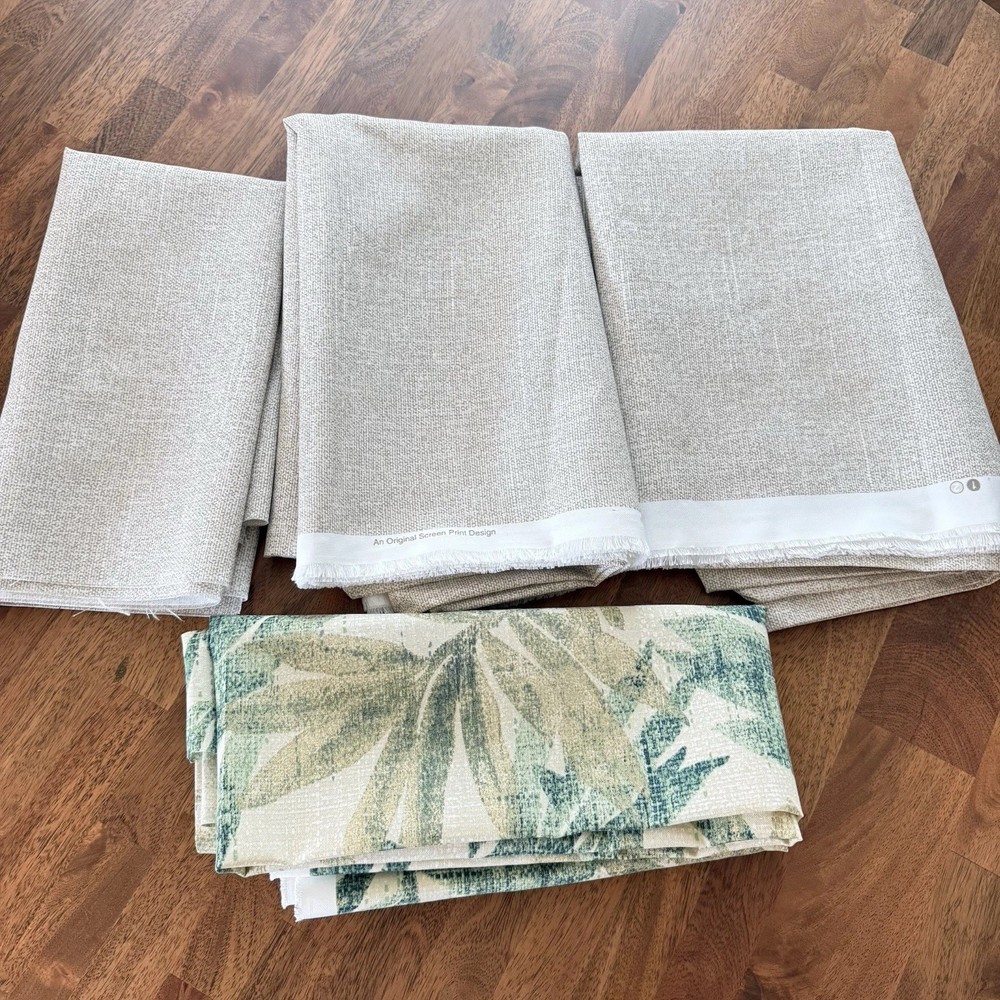 Richloom Solarium Outdoor Fabric Remnant Lot Botanical Palm Leaf Solid 6+ Yds