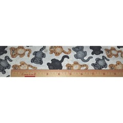 Novelty Cat Print Cotton Fabric Ginger Grey Black Cats 34 x 35