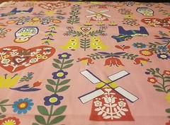 Pink Holland Oxford Cloth, Lg. 74″x46″ Trefle Kokka,Matryoshka, Russian, Japan