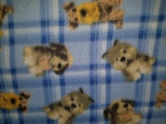 DOG PUPPY BLUE PLAID BERNARD HUSKEY TERRIER FLEECE FABRIC 1 YARD 36″ X 60″