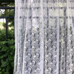 Soft White Lace Fabric by the Yard, Skull Rose Pattern, 59″x72″, DIY Craft & Sew