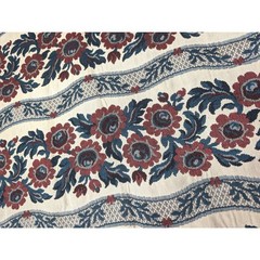 2.5 Yards Vintage Home Decor Fabric Red Blue Sunflower Jacquard Stripe