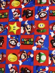 Super Mario Squares Custom Cotton Fabric FQ 18” By 28” New