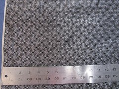 Vintage woven jacquard fabric in black and silver – 50″ wide geometric pinwheel