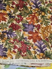Lot Of 5 Pieces Of Mixed Patterns Fall Themed Cotton Fabric & 70 X 6.5″ Squares