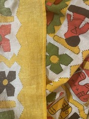 vintage 70s material – tribal / global / boho cotton fabric sheet – 88.5″ x 86″