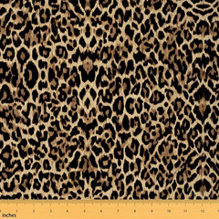 Leopard Print Flannel Fabric by the Yard Black Brown Cheetah Upholstery Fabric W