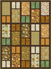 Robert Kaufman – Warm Welcome – Tiles W/ Metallic Gold – Walnut, BTY