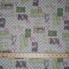 Vintage Lecien Fabric–Art Store Theme–Japan Cotton Quilting Sewing 2 Yards
