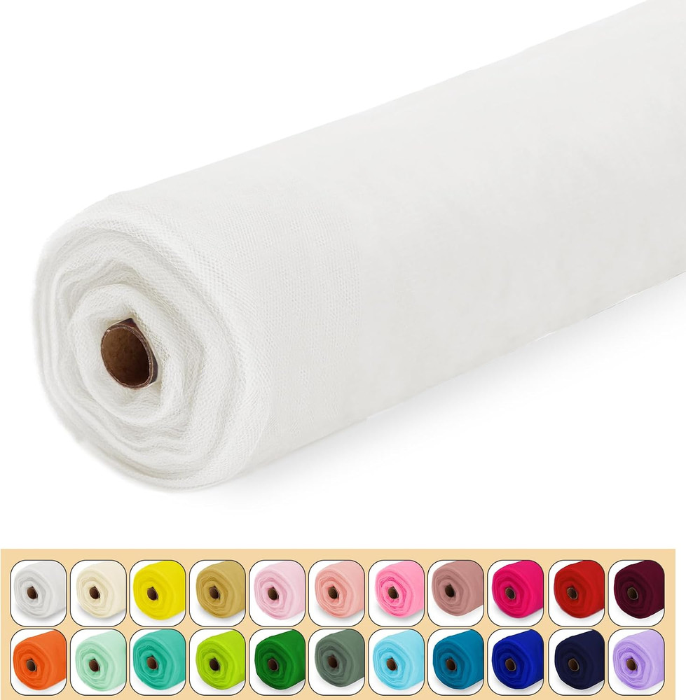 White Tulle Fabric Roll 54″ X 10 Yards | Sheer Tulle Bolt Fabric for Wedding Arc