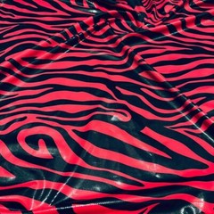 Red Zebra Animal Print 4-Way Stretch Fabric 60″Wide Swimsuit Spandex By The Yard