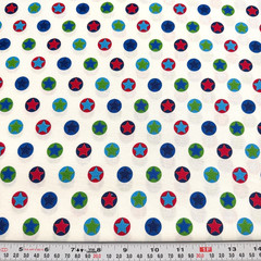 Red Blue Green Stars Circles Quilting Treasures Cotton Fabric by the HALF YARD