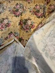 Bed Of Roses Fabric Floral Mauve Pink Green Gold Blue French Country 54″X 2 Yrd+