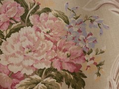 Ralph Lauren Linen Fabric 2.25 Yd. 54 Remnant Cabbage Roses Cartuche RARE HTF