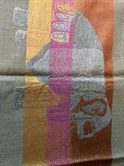 Fabric Sample Warrior Elephant Pink Orange Grey Rectangle 28” X 17”silk Linen