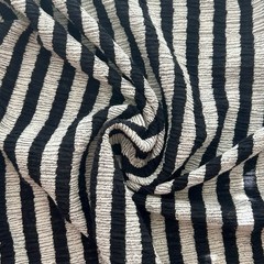 Vintage Black And White Stipe Stretch Knit Fabric 1 3/4 Yard x 72in NOS