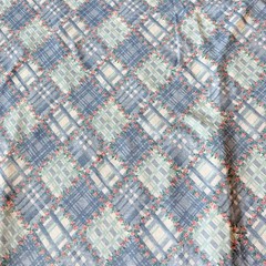 VTG Marcus Brothers Textiles Petite Rose Trellis Plaid Blue Knit Fabric 1.5Ydx60