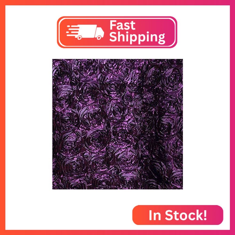 AK TRADING CO. 54-Inch Wide Premium Satin Rosette 3D Rose Design Ribbon Fabric (