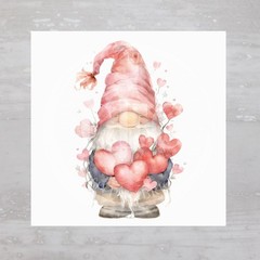 Cute Valentine Gnome Watercolor Fabric Panel Quilt Sewing Quilt Block A843