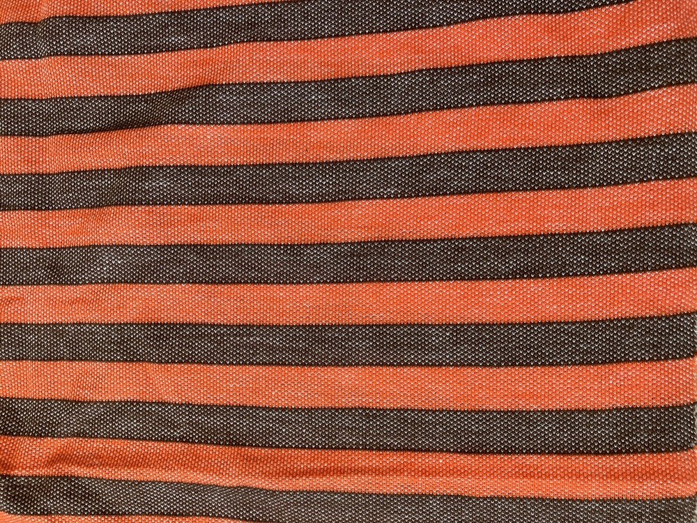 Vintage Unbranded Woven Nubby Wide Stripe Fabric orange Brown Stripe 1 yard plus