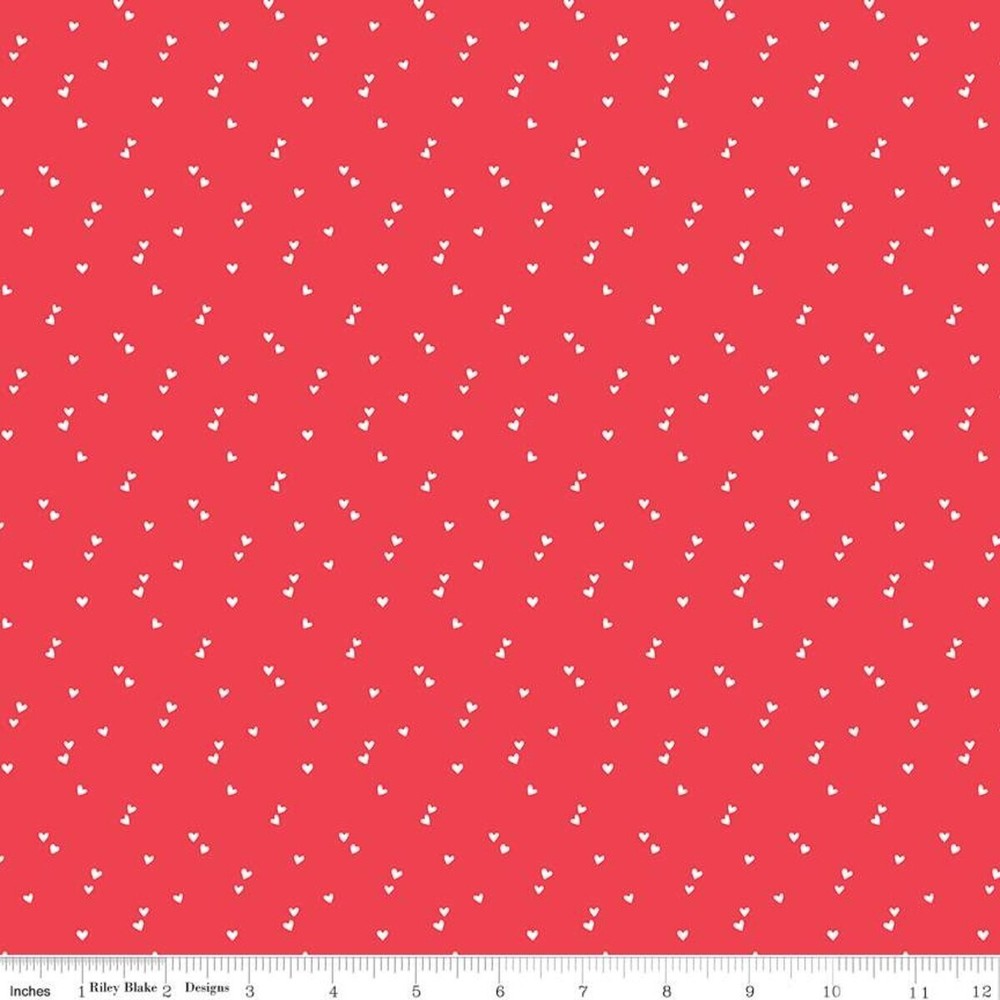 1/4 Yard 9×42 Riley Blake “Seasonal Basics” Hearts Red Valentine’s Day Cotton